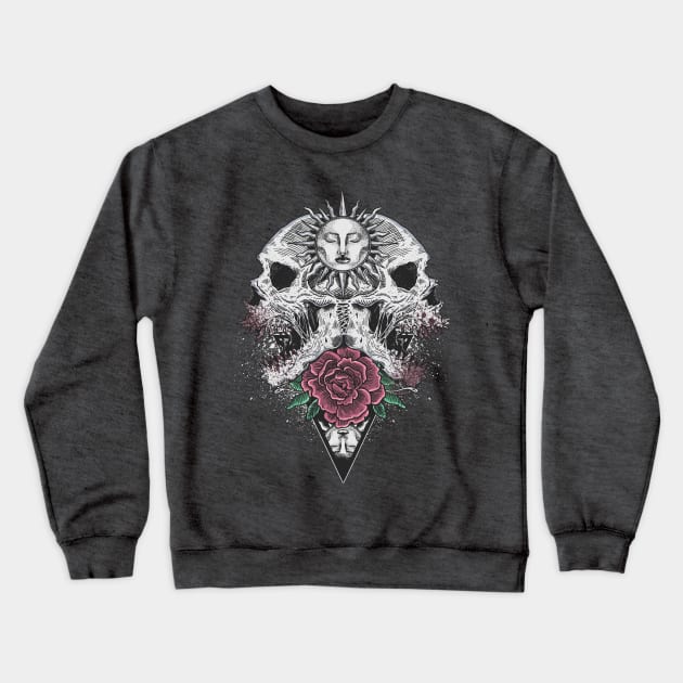 Goth Skull Rose Crewneck Sweatshirt by machmigo